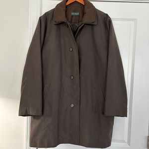 Lauren Ralph Lauren Dark Brown Topcoat with Zip-Out Quilted Lining